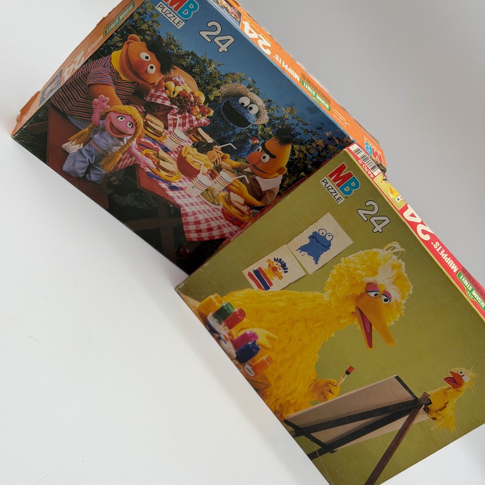 Vintage Milton Bradley Sesame Street Muppets 24 Piece Puzzles Lot of 2 1980s